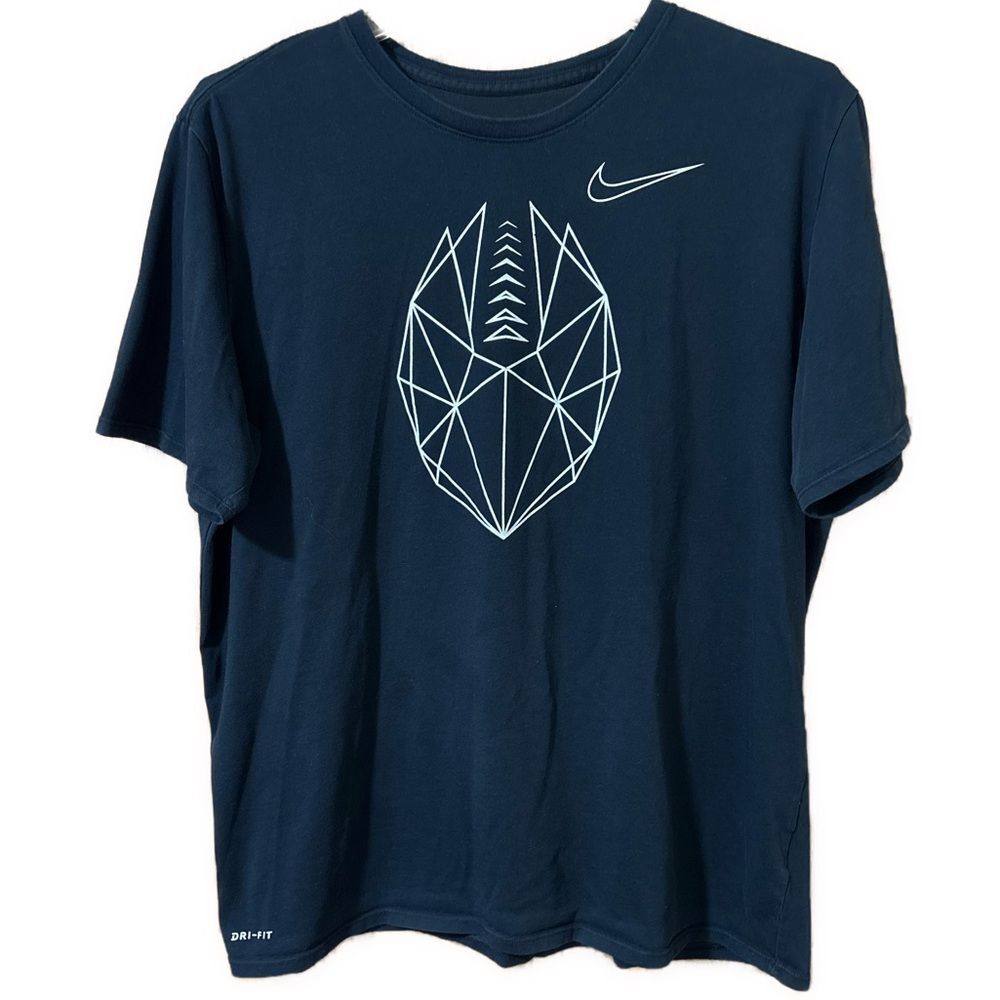 Men’s 2XL Nike Dri-Fit Black Crew Neck Tee with Geometric Football Design